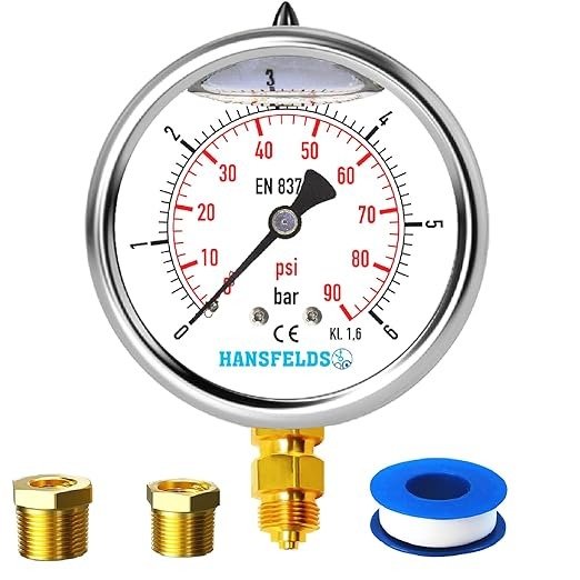 Manomètre Hansfelds 0–6 bar/psi, cadran 63 mm,